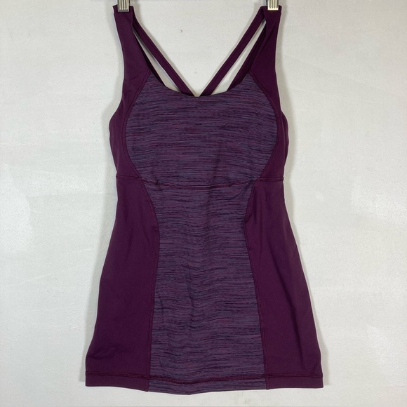 lululemon athletica Tops - Lululemon Energy Tank Top Women’s Size 8 Purple Striped Gym Yoga Running Sport